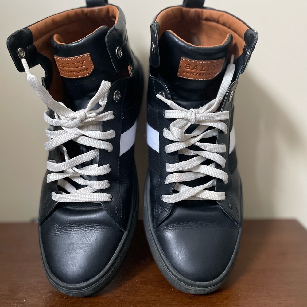 Bally Blue and White Leather Sneakers